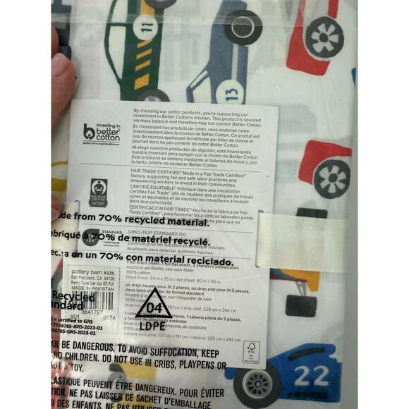 Pottery Barn Kids Remy Race Car Sheet Set Glow In The Dark Full NEW - Picture 6 of 6